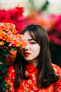 Close-up portrait of beautiful young woman