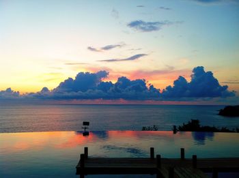 Scenic view of lake at sunset