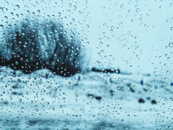 Close-up of water drops on glass