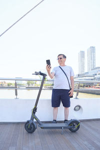 Low angle view of man exercising in gym