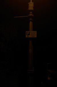 Information sign at night