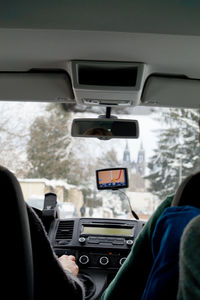 Close-up of man driving car