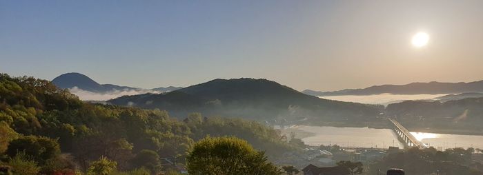 Scenic view of mountains against clear sky
