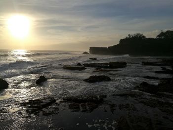 Scenic view of sea against sky during sunset