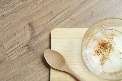 High angle view of food on table