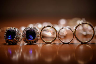 Close-up of glasses on table