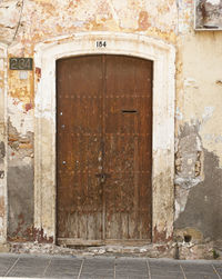 Closed door of old building