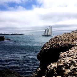 Scenic view of sea against cloudy sky