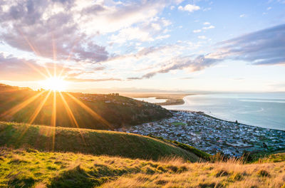 Scenic view of sea against sky during sunset