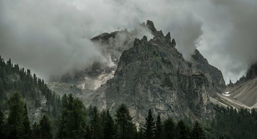 Panoramic view of rocky mountains against sky