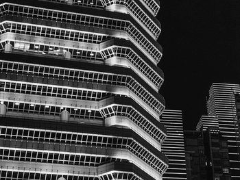 Low angle view of buildings at night