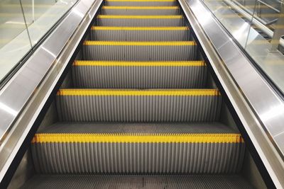 High angle view of escalator