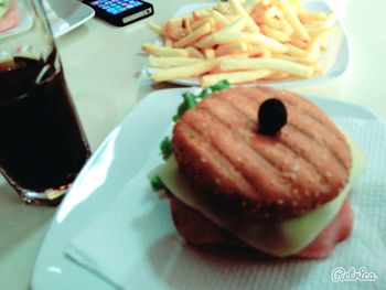 Close-up of food served in plate