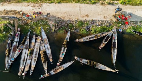 Directly above shot of boats on lake