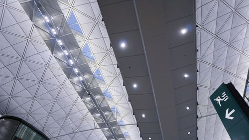 Low angle view of illuminated ceiling