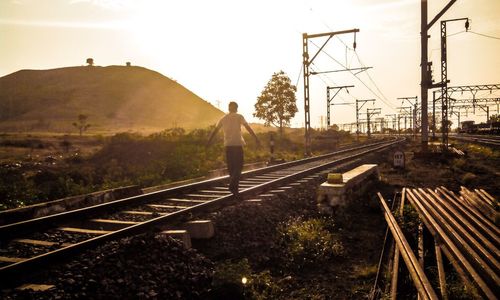 Railroad tracks on railroad track