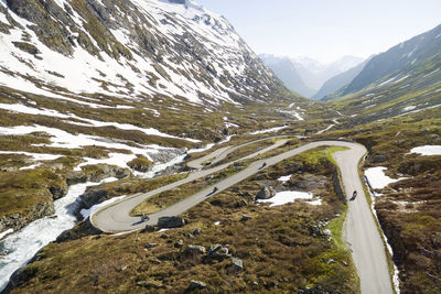 Bikes on mountain road