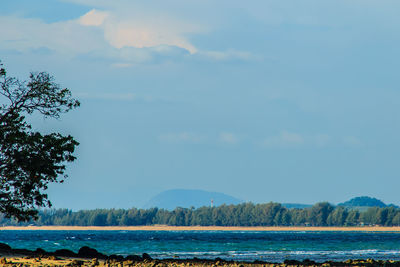 Scenic view of lake against sky