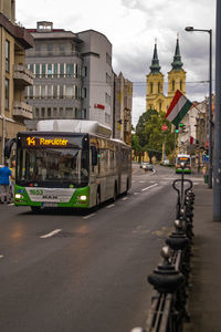 View of city street and buildings