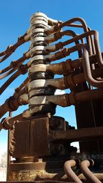Low angle view of wood against clear sky