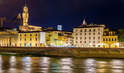 Illuminated buildings at waterfront