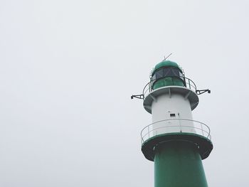 Low angle view of lighthouse against clear sky