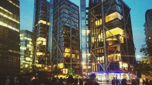 Illuminated building at night