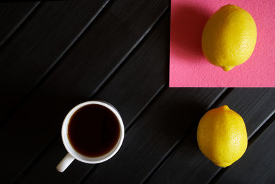 Directly above shot of orange tea on table