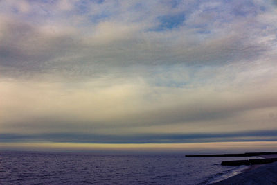 Scenic view of sea against dramatic sky