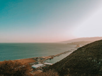 Scenic view of sea against clear sky