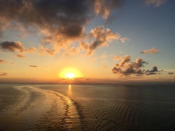 Scenic view of sea at sunset