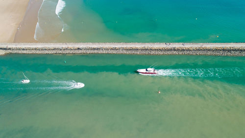 High angle view of swimming pool in sea