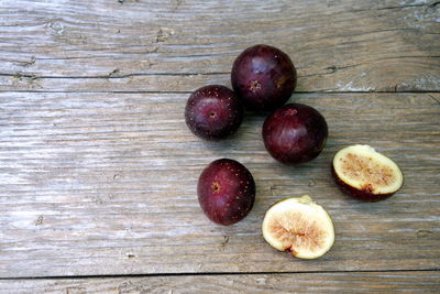 High angle view of fruits on table