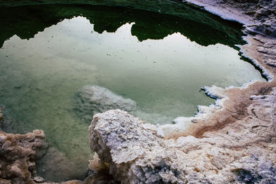 High angle view of lake shore