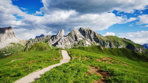 Panoramic view of landscape and mountains against sky