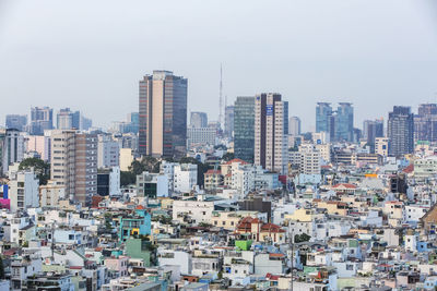 Cityscape against clear sky