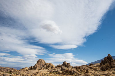 Low angle view of rocks against sky