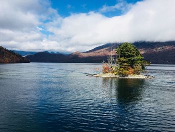 Scenic view of lake against sky