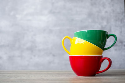 Close-up of tea cup on table