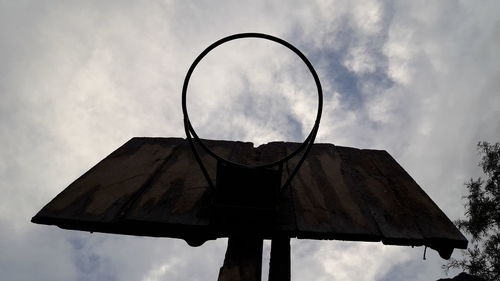 Low angle view of basketball hoop against sky