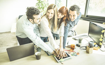 Group of people working on table