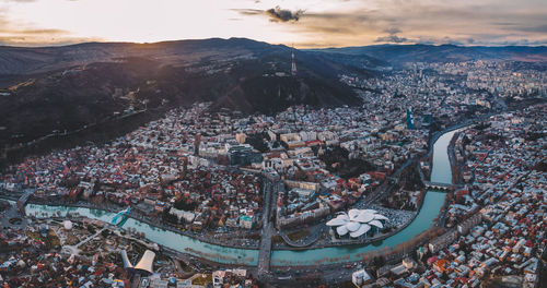 Aerial view of city buildings