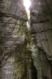 Low angle view of rock formation in cave