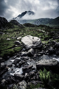 Scenic view of rocky mountains against sky