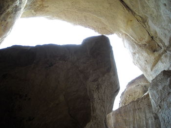 Low angle view of rock formations