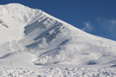 Scenic view of snowcapped mountain against sky