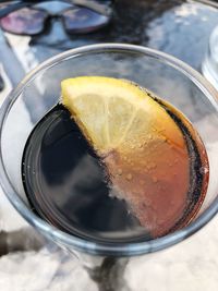 Close-up of drink in glass on table