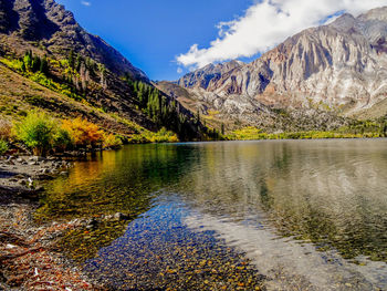 Scenic, autumn view of convict lake in the eastern sierras 