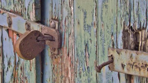 Close-up of rusty metal door