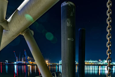 Reflection of illuminated buildings in water